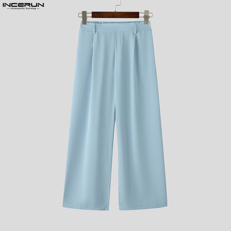 INCERUN Men Sets 3/4 Sleeve Mesh Sheer Layers Tops and Long Pants Casual Suits