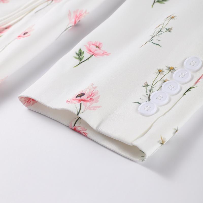 Dámské sako s potiskem, klopami a vázáním v pase, volný kabát s dlouhým rukávem, tenký, jaro a léto 2025