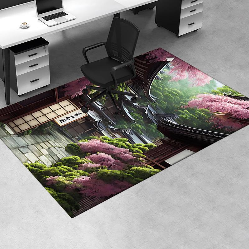 Charming Japanese Garden Chair Mat Office Carpet, Oversized Rug for Home Decor, Sofa Mat, Gift Idea for Any Room