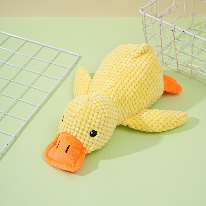 Plush Yellow Duck Teething Dog Toy - Bite-Resistant & Sounding Companion for Pets