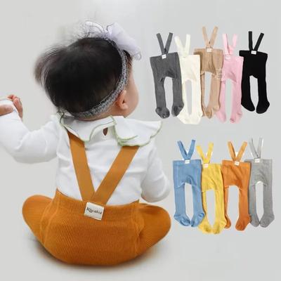 Baby Girl Boy Stocking 0-3Y Infant Toddler Knit Tights Newborn Suspender Tights Pantyhose Solid High Waist Overall Legging