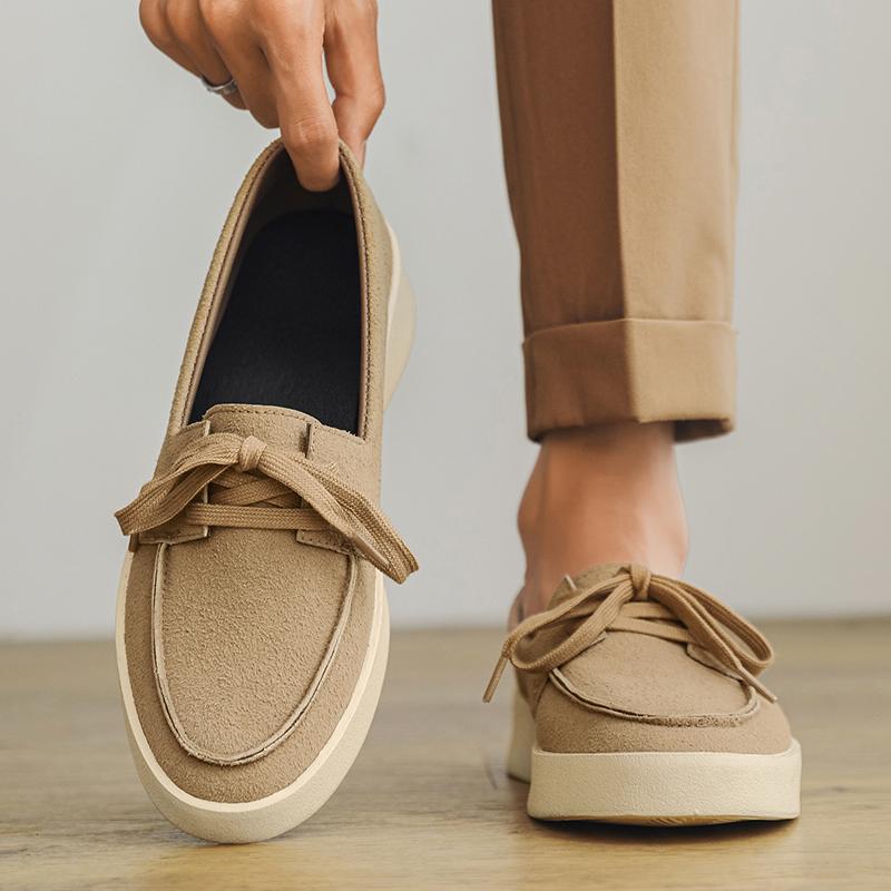 Stylish Vintage Mens Loafers Casual British Style Handmade Tooling Low Top Round Toe Lace-Up Skate Shoes Men Flat Designer Shoes