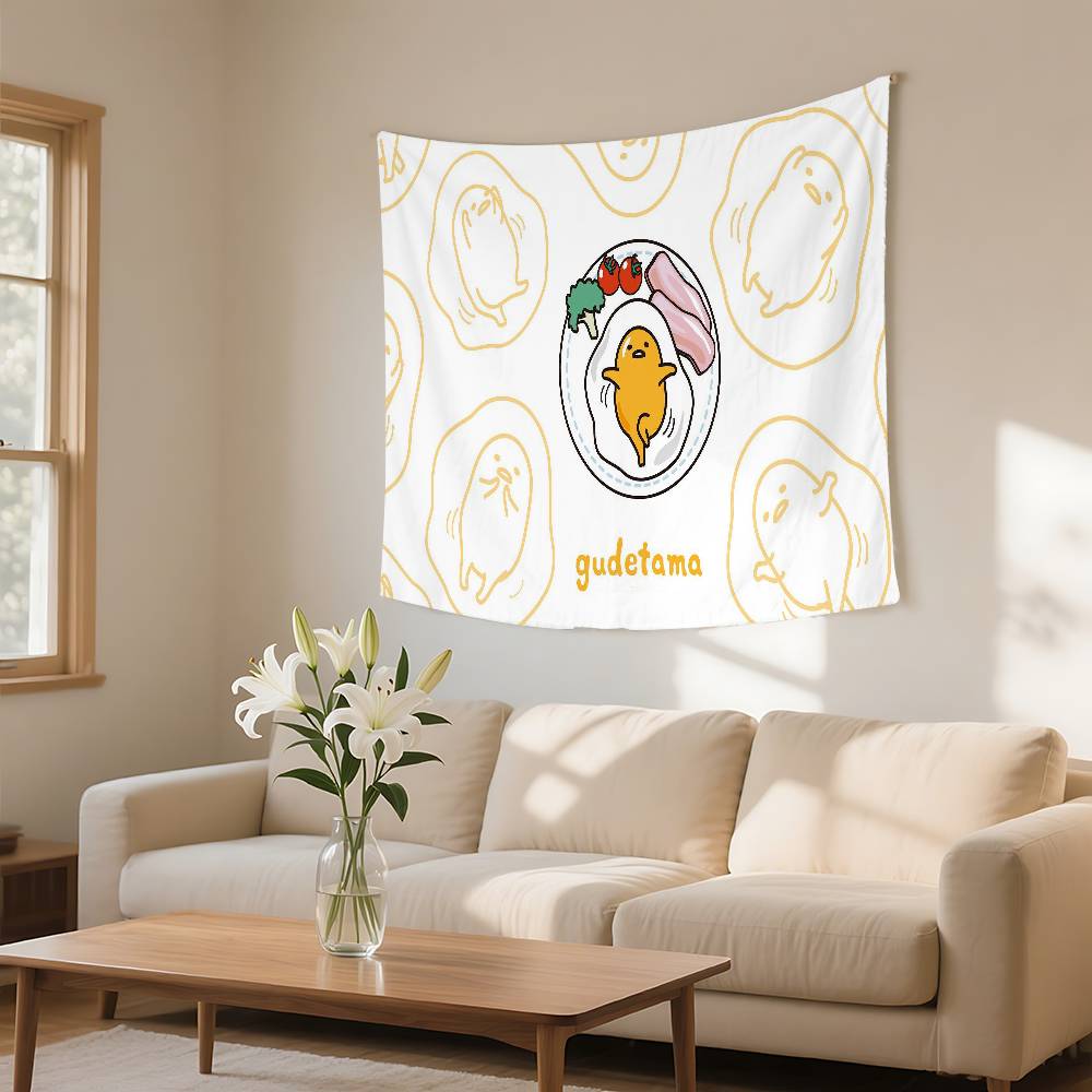 

GGudetama LLazy Egg Tapestry Wall Hanging Tapestry Art Deco Blanket Curtain Hanging At Home Bedroom Living Room Decor 74x94cm(29x37in)