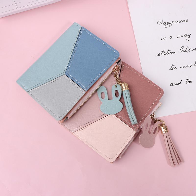 1Pc Geometric Women Cute Wallets Pocket Purse Card Holder Patchwork Wallet Lady Female  Short Coin Purse Money Bag