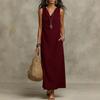 2026 new European and American cross-border Amazon bohemian cotton and linen loose fashion temperament V-neck sleeveless dress