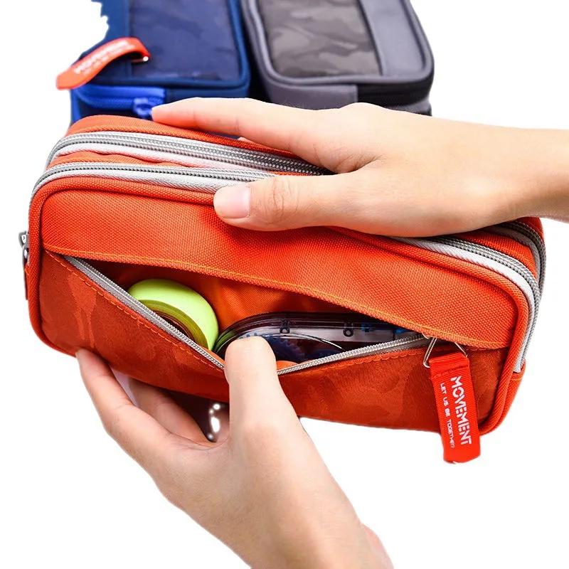 Camouflage Double Layer Pencil Case Boys High School Students Stationery Bag Simple Pencil Storage Pen Box