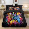 3pcs Graffiti Style Game Controller 67 Element Printed Coreless Down Duvet Cover Set, Multi Size Bedroom Bedding Decoration
