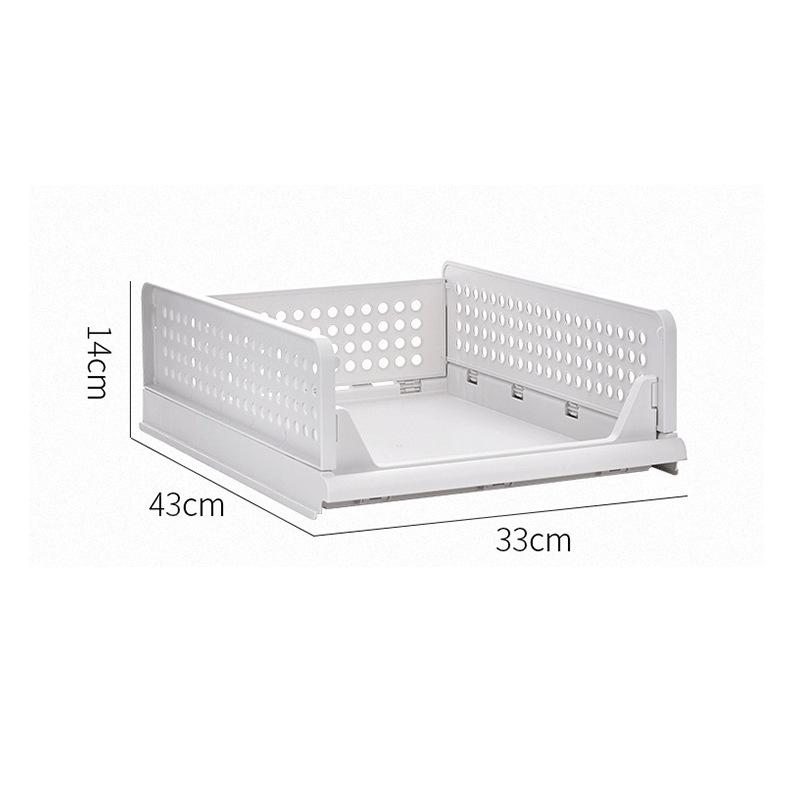 

2 pc Stackable Closet Shelf Organizer, Foldable Storage Bins with Drawer for Wardrobe, Adjustable Shelf Divider for Sweaters