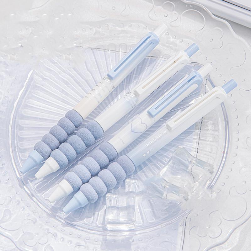 4Pcs/set Cute Black Gel Pen Adorable Ins Korean Floral 0.5mm Gel Pen Kawaiii Pen for Journal Notepad Test Paper School Supplies