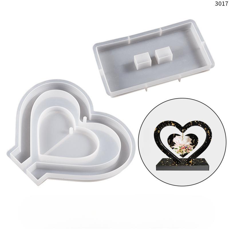 1set Crystal Epoxy Love Shape Photo Frame Setting Table Love Photo Frame Mold Pendant Listing Silicone Mold