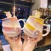 Ceramic Unicorn Mug - Rainbow Spiral Coffee Cup with Lid & Spoon, Cute for Girls