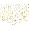Gold Hanging Swirl Decorations Plastic Streamers Foil Swirls Ceiling Decorations Wedding Baby Shower Birthday Party Decorations, Pack of 30