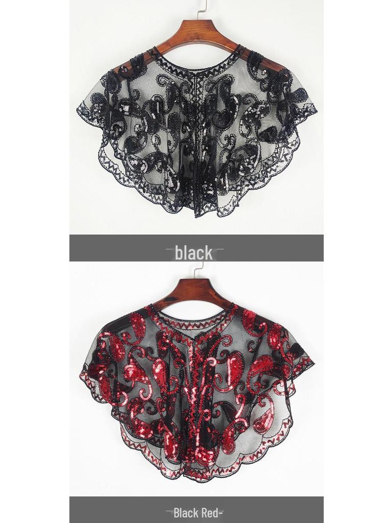 Bolero versatil din dantelă: Șal european și american de vară cu paiete și plasă