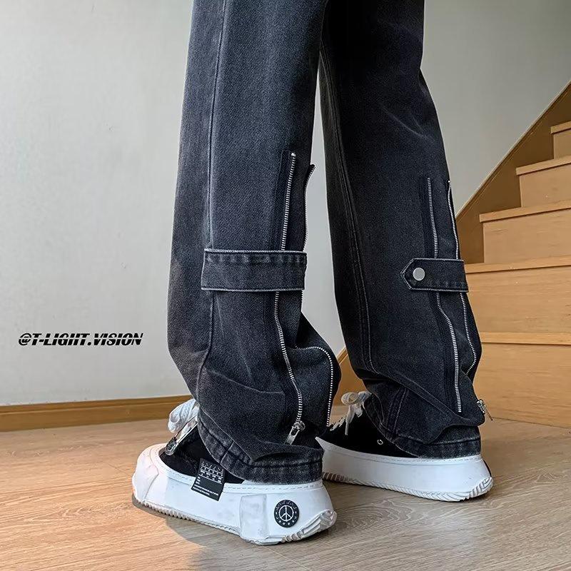 2023 Men's Hong Kong Style Letter Jeans - Trendy Hip-Hop High Street Fashion