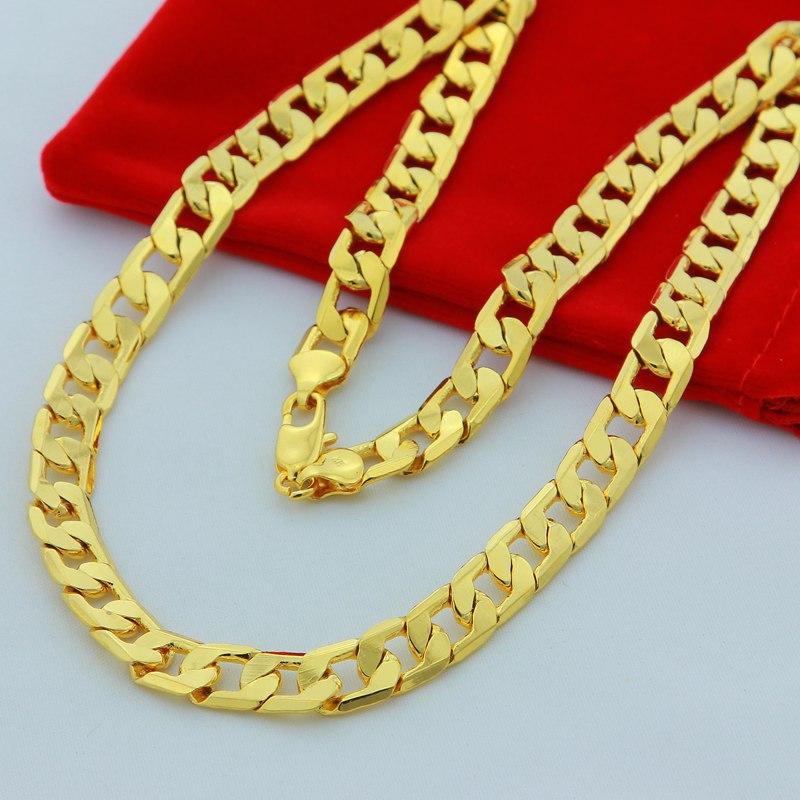 Gold Filled 10mm 50-75cm Men Figaro Hip Hop Gold Necklace Chains Male Boys High Quality Jewelry Gift