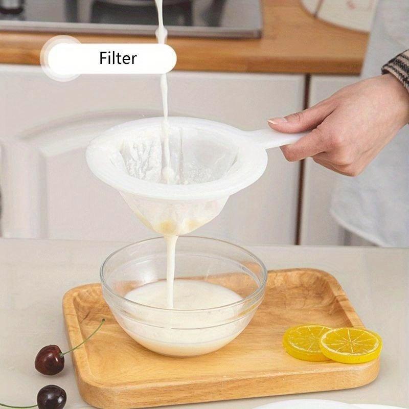 200/400 Mesh Kitchen Ultra-fine Mesh Strainer Kitchen Nylon Mesh Filter Spoon for Suitable for Soy Milk Coffee Milk Yogurt