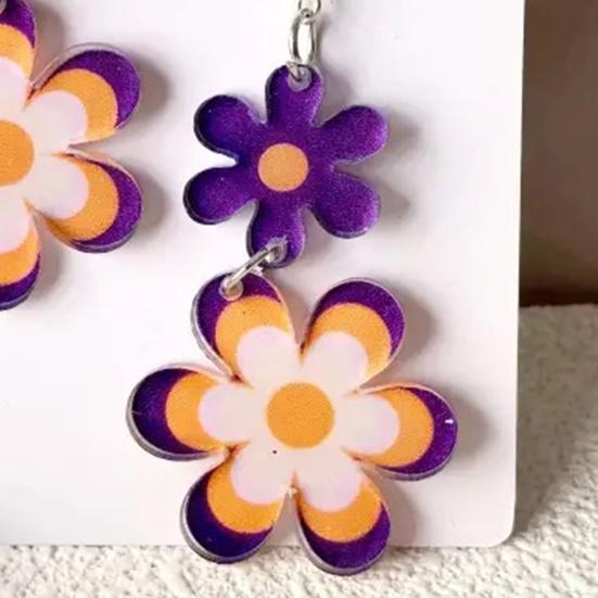 1 Paio Orecchini Pendenti Floreali da Donna Orecchini a Gancio Floreali in Acrilico 2D Ipoallergenici Leggeri Orecchini Pendenti Floreali Gioielli alla Moda