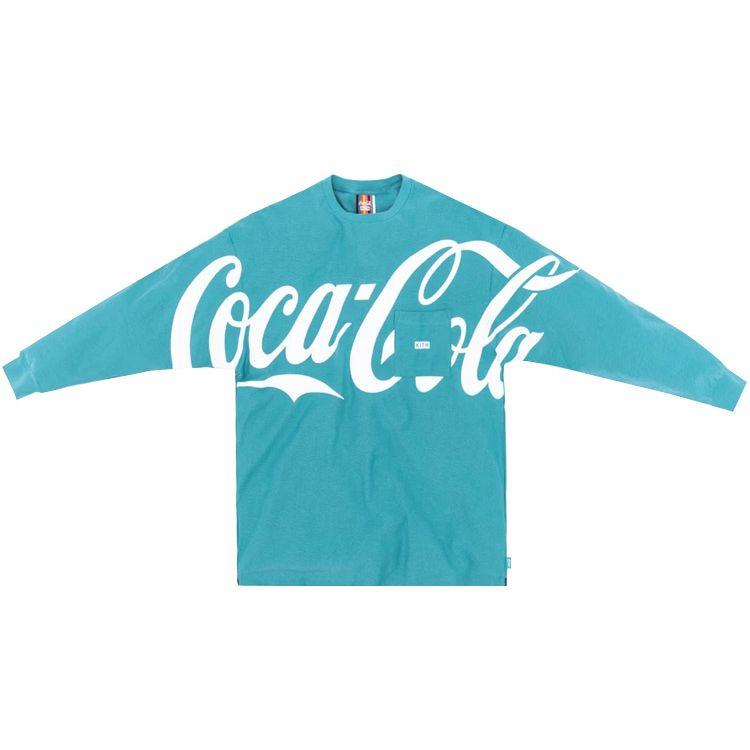 Kith X Coca-Cola Loose Fit Pullover Long Sleeve T-Shirt Unisex Tops Blue KH3541-106