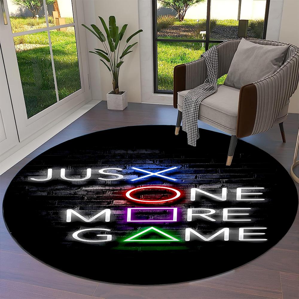 Game Gamer Gamepad Cartoon Round Carpet Rug for Living Room Bedroom Child Playroom Chair Decor,Pet Area Rug Non-slip Floor Mat