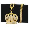 New Fashion Hip Hop King Crown Pendants Necklace Iced Out Rhinestone Women Men Necklace Biker Jewelry