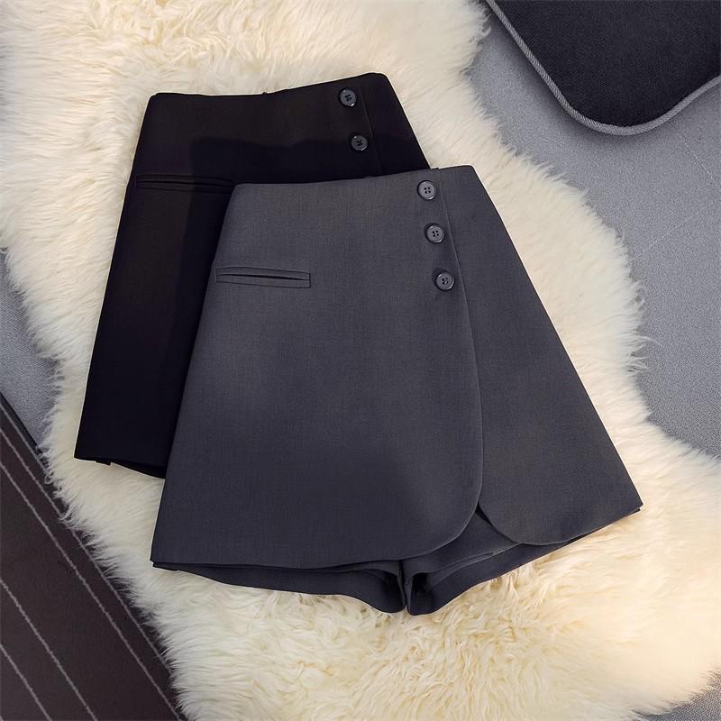Women's Gray High-Waist A-line Wide Leg Skirt Shorts - Spring/Summer 2025 Collection