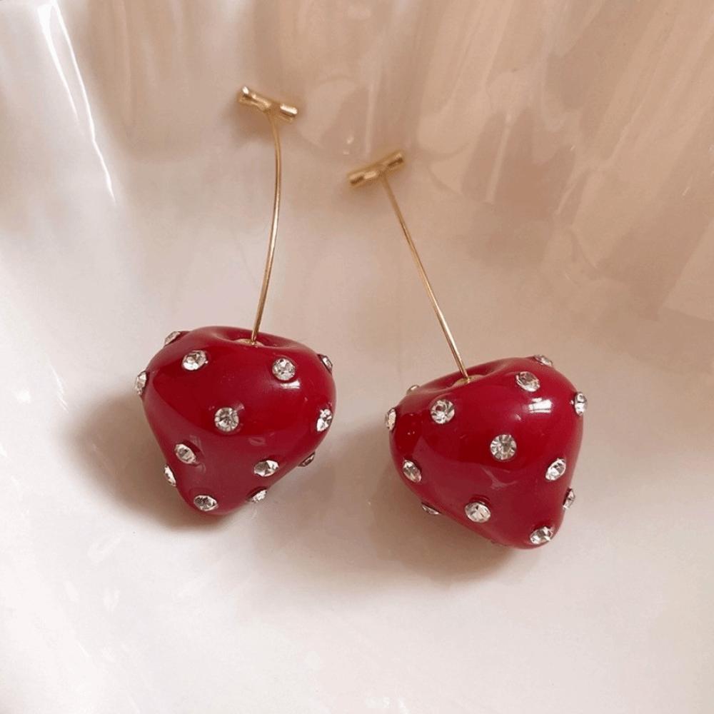 Rhinestone Chinese New Year Earrings Fashion Jewelry Red Drop Earrings  Wedding