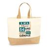 Jute Tote Bag - PLANETEE - 54 Years Awesome Woman - Natural Jute - Custom Printing - Made In France