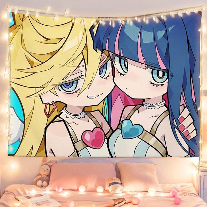 Panty Stocking with Garterbelt Anime Wall Tapestry Otaku Style Dormitory Bedroom Headboard Decorative Hanging Artwork