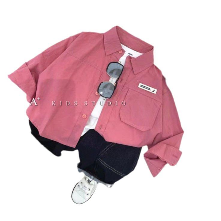 New Children's Workwear-Style Long-Sleeved Shirt - Korean Fashion for Boys and Girls, Perfect for Spring and Autumn