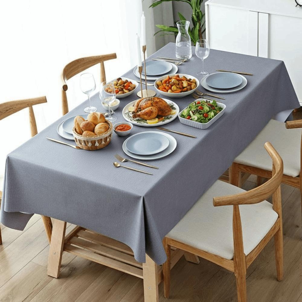 Solid Color PVC Tablecloth Oil Resistant Decoration Waterproof Tablecloth Simple Heat Resistant Kitchen Dinning Tablecloth