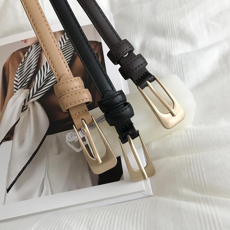 Women'S Waist Belt Vintage Minimalist Thin Belt Casual Versatile Needle Button Belt For Skirts Jeans Decoration Waist 100%Buckle