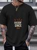1pc Vintage Rockin Lightning Bolts Black T-shirt