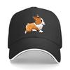 Adjustable WomenS Corgi Baseball Cap Stylish Black Vintage Dad Hat Curved Brim Lightweight And Sandwich Baseball Cap