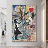 Banksy-pinturas en lienzo de globo con chica, arte callejero de Graffiti, nunca te rindas, arte de pared, carteles abstractos, imágenes, decoración del hogar