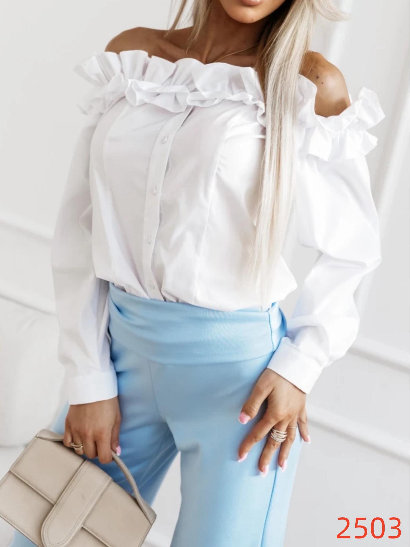 Chic French One-Shoulder White Blouse with Long Sleeve for Women Small белый
