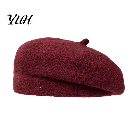 Outdoor Shopping Headgear Knitted Beret Hat for Women, Winter Warm Painter Cap, Fleece Lined, Cozy Solid Color Artist Cold Weather Weekend Leisure