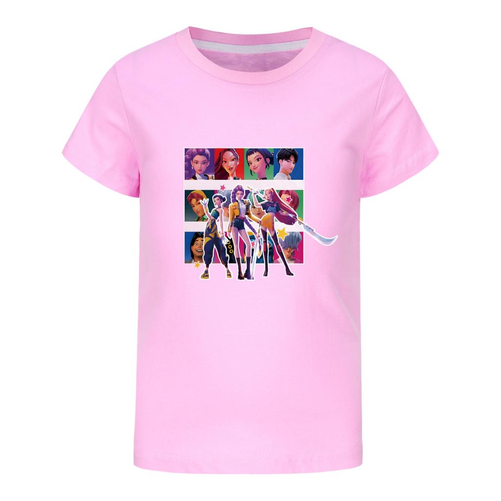 5036 Kids Girls Boys Rumi Mira Zoey Print Casual Cotton Short Sleeves T-Shirt
