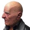 Halloween Scary Bald Old Man Simulated Grandpa Latex Funny Masquerade Props Old Man with White [neckgeart] Mask, Headgear, (Bald Eyebrows)