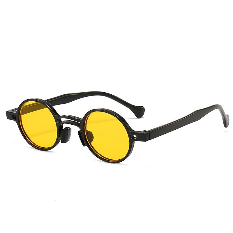 non-polarized Vintage Small Round Sunglasses Women Fashion Double Bridges Trendy Rivets Sun Glasses Punk Shades Beach Travel Streetwear Eyewear