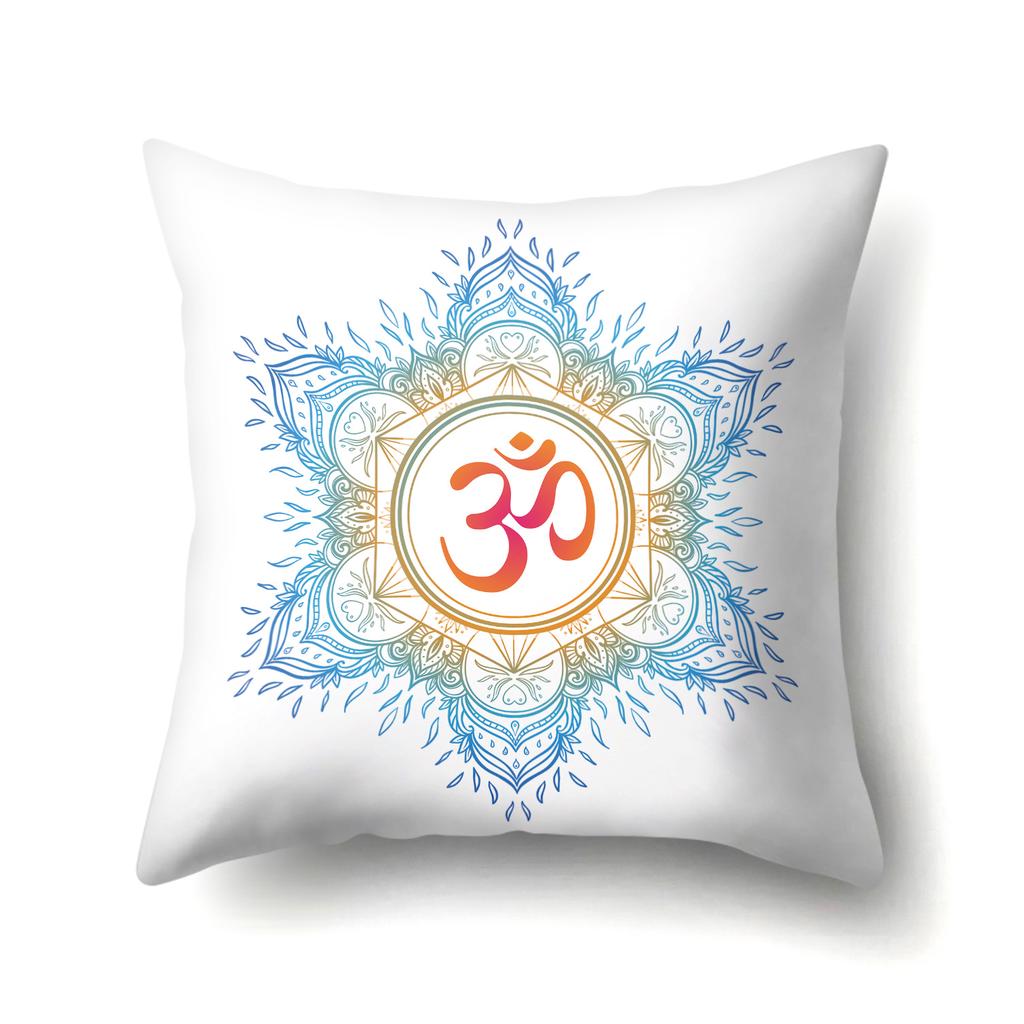 45X45Pillow Case Home Decoration Buddha Statue Cushion Cover Eye Meditation Yoga Mandala Spiritual Tattoo Polyester Pillow Cover
