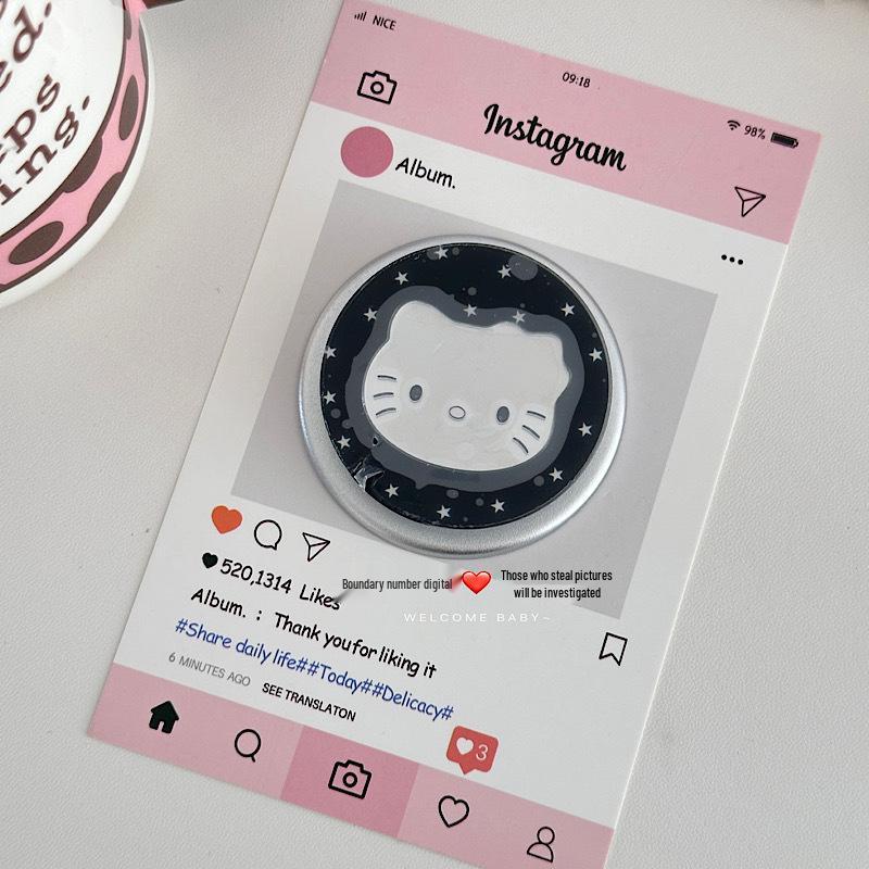 Cartoon KT Retractable Magnetic Phone Holder Stand - Cute, Strong Adsorption, Foldable, Rotatable Support.