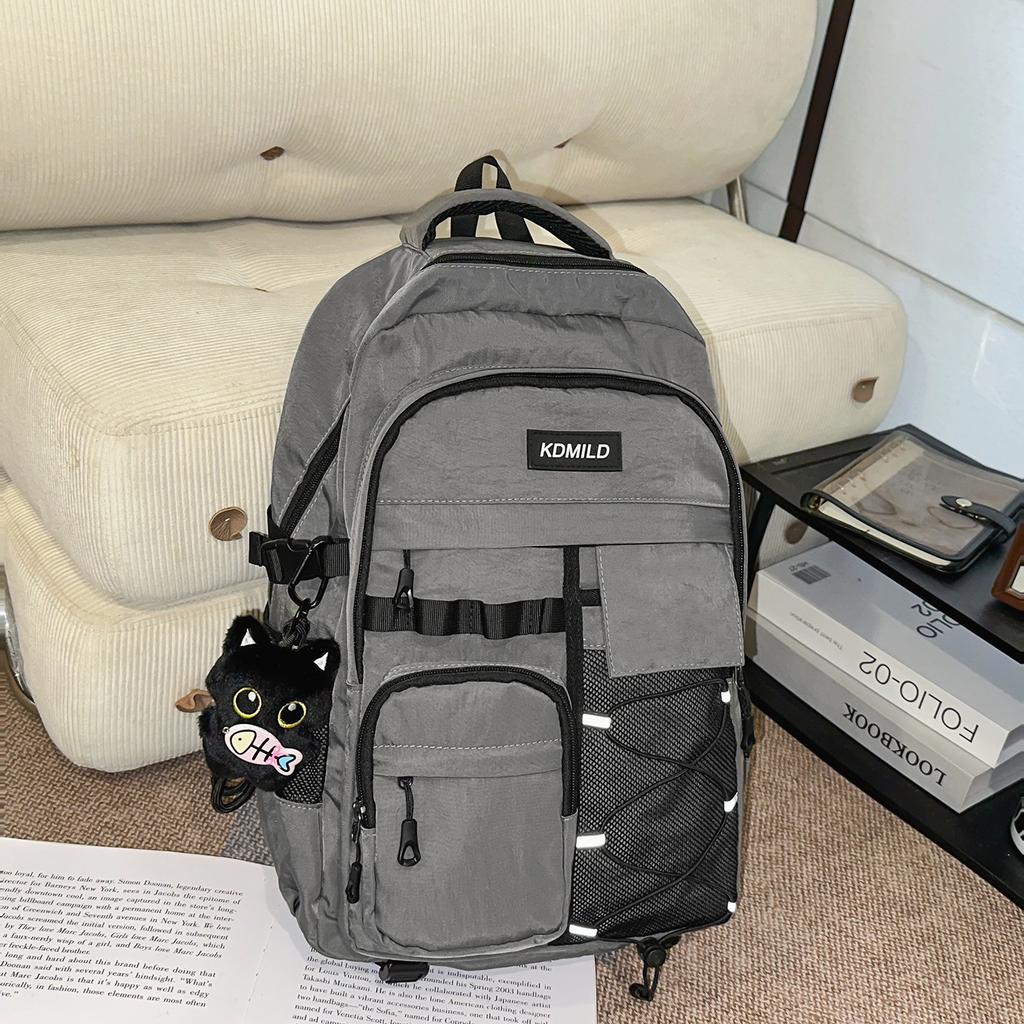 Schoolbag trendy cool tooling neutral style fashion schoolbag male high school college student large capacity spine protection commuter backpack