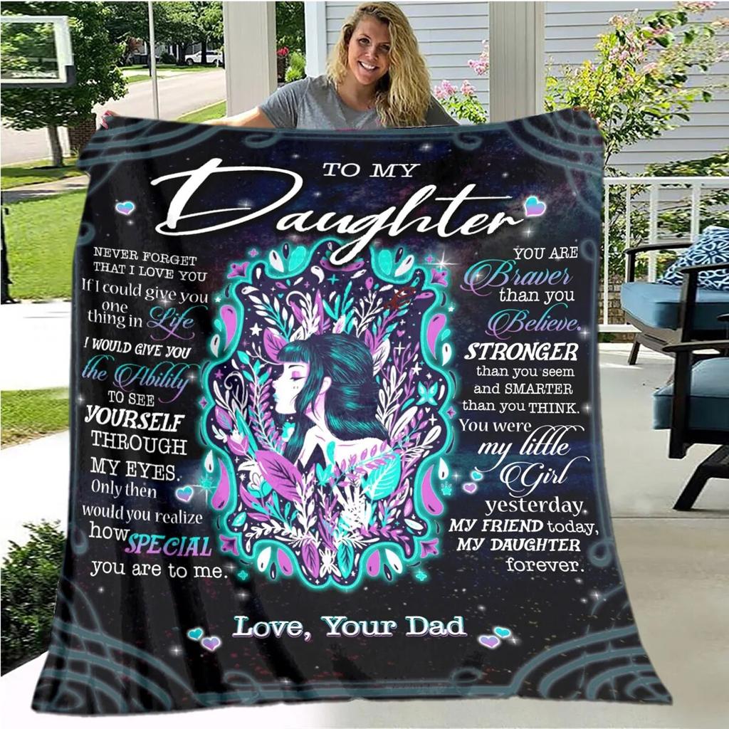 Personalisierte Sherpa-Decke für meine Tochter, bedruckt mit Löwe, Wolf und Drache, Geschenk von Mama, Papa, Sofabettdecke, weiche Picknickdecke