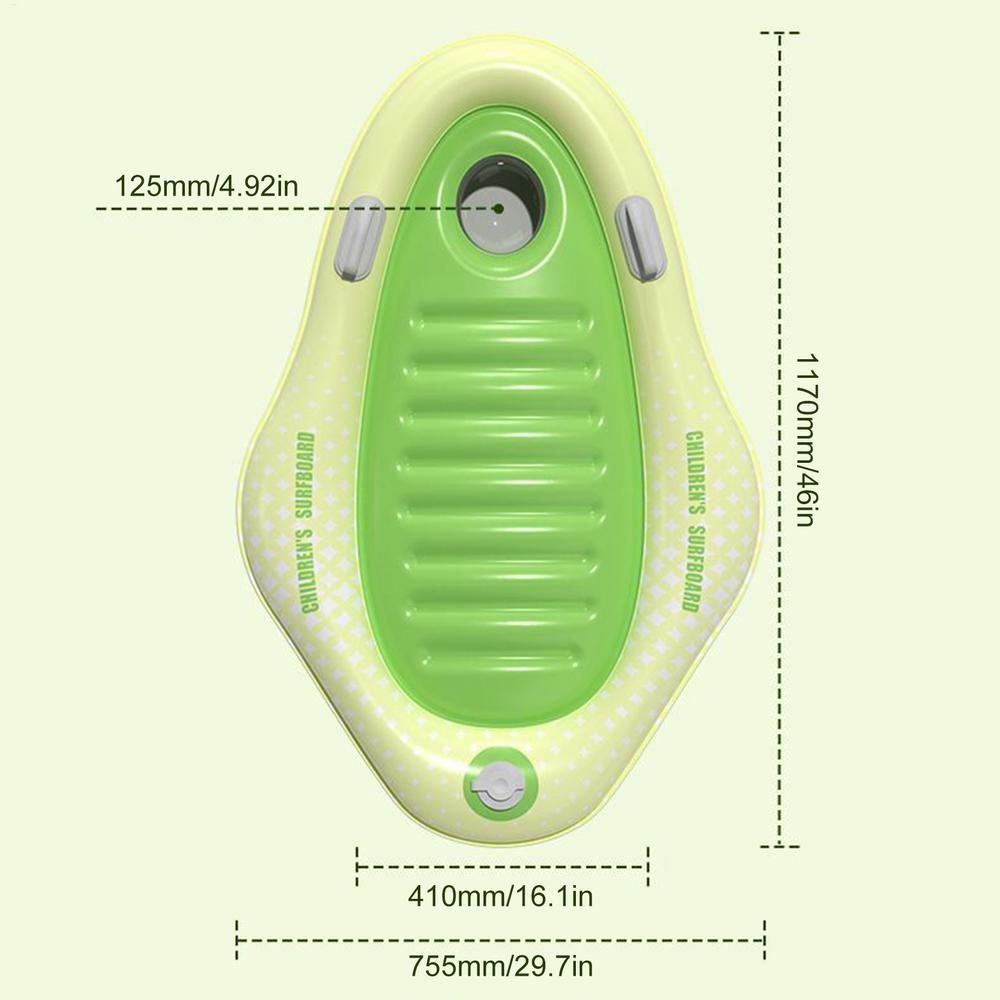 

Детская надувная доска для серфинга Портативный бодиборд Лыжная доска с ручками Эргономичные плавательные игрушки Для пляжного серфинга Плавания Плавучий ряд зелёный