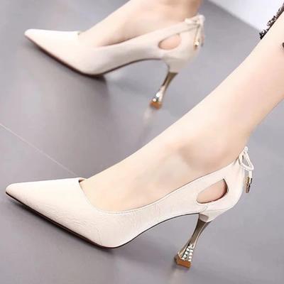 Divatos Szexi Hegyes Magassarkú Cipő Nőknek Őszi Divat Üreges Masnis Pumpák Egyszínű Zapatos Para Mujeres Saltos Alto Femininos