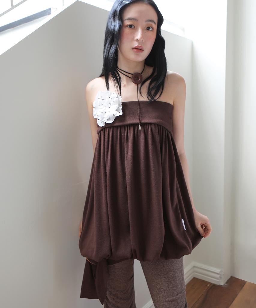 Nofficial Noffice Balloon Knit Belt Skirt Choco