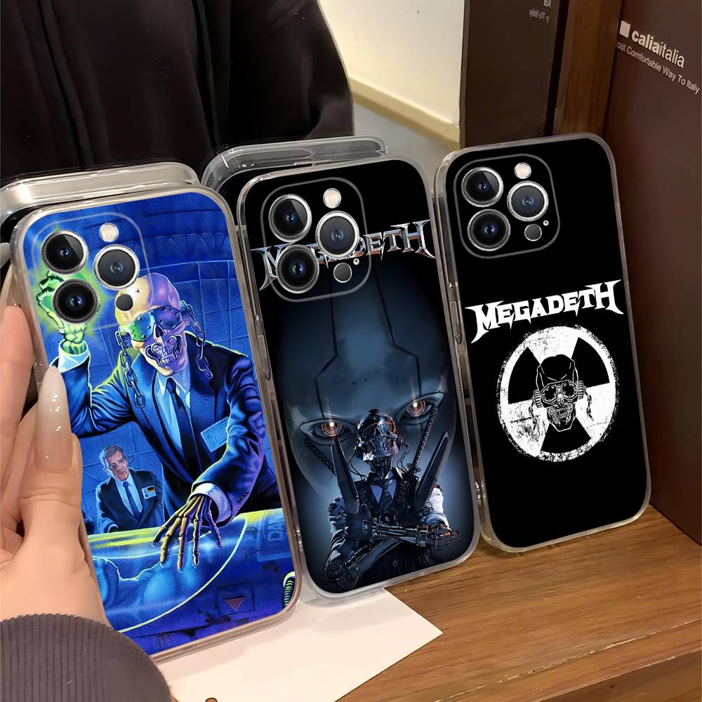 M-Megadeth Logo For IPhone 11 12 13 14 15 16 17 Pro Max Plus 13 Mini Silicone Soft Transparent Back