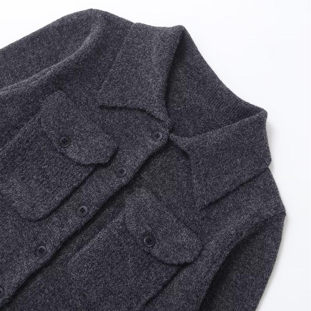 2025 Spring Women's Elegant Commuter POLO Collar Long-Sleeve Knit Cardigan