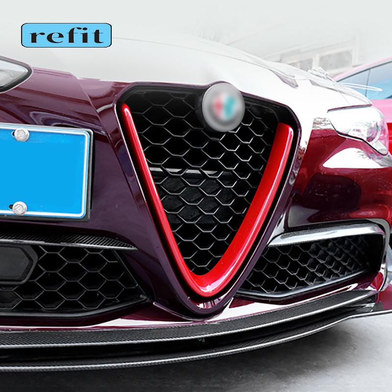 

ABS Center Mesh V-shaped Decorative Stickers Center Mesh Decorative Cover For Alfa Romeo 16-19 Giulia Car Exterior