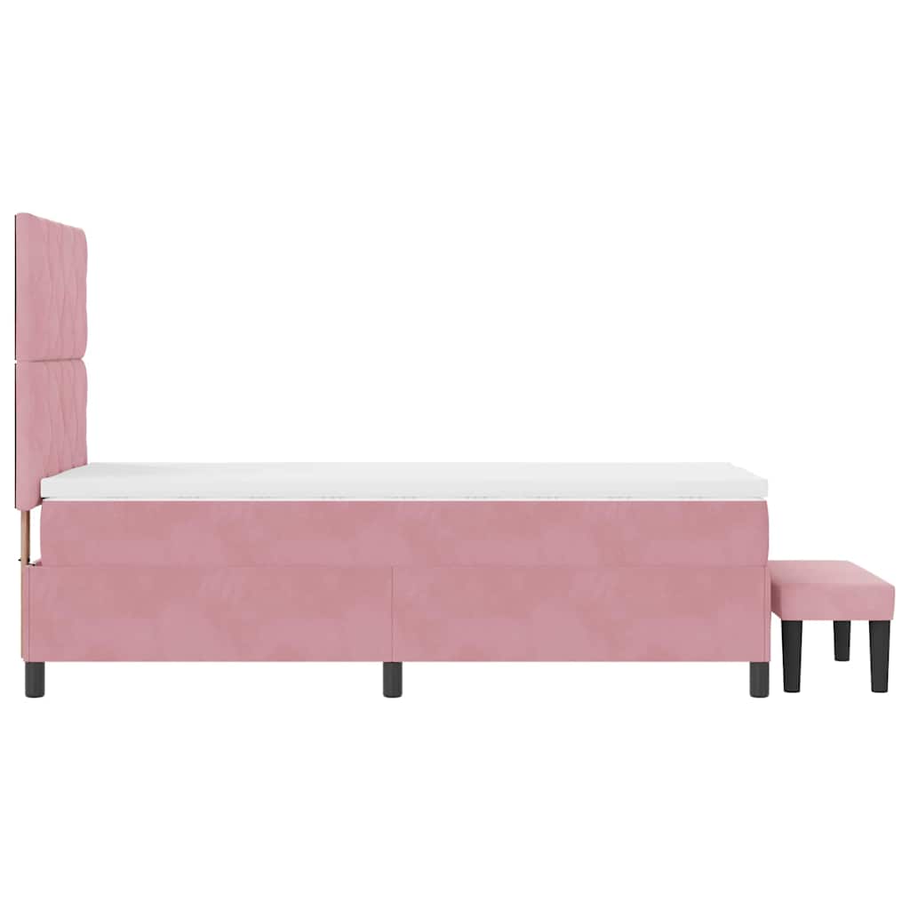 Box Spring Bed with Headboard Pink 190 x 90 cm Velvet